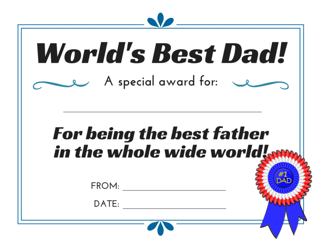 DIY Fathers Day Printable Ideas : DIY Father's Day Certificate - Credits: thiswestcoastmommy